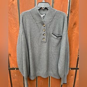 Lunya Gray Button-Up Sweater